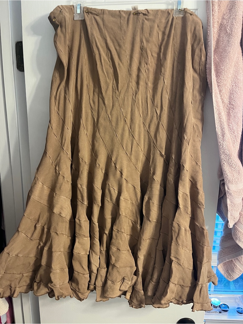 Coldwater Creek Brown Tiered Maxi Skirt